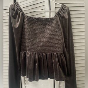 GAP Chocolate Smocked Off-Shoulder Top